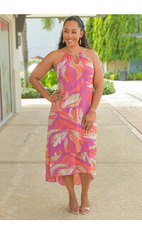 MLLE Gabrielle GIVA- Floral Hi Neck Dress with Keyhole