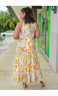 MSK KOTTA- Long Hi Neck Foil Print Dress