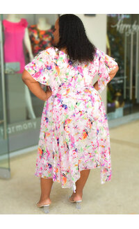 Signature IKAL-Plus Size Printed Cowl Neck Dress