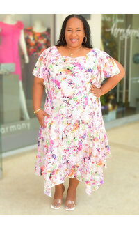Signature IKAL-Plus Size Printed Cowl Neck Dress