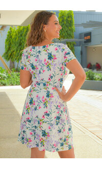 IZIA- Eyelet Floral Dress with Sleeves