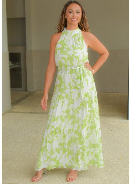 Julia Jordan KINSEY- Long Printed Armhole Dress with Band