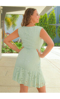 LEMAR- Solid Armhole Dress with Frill Hem