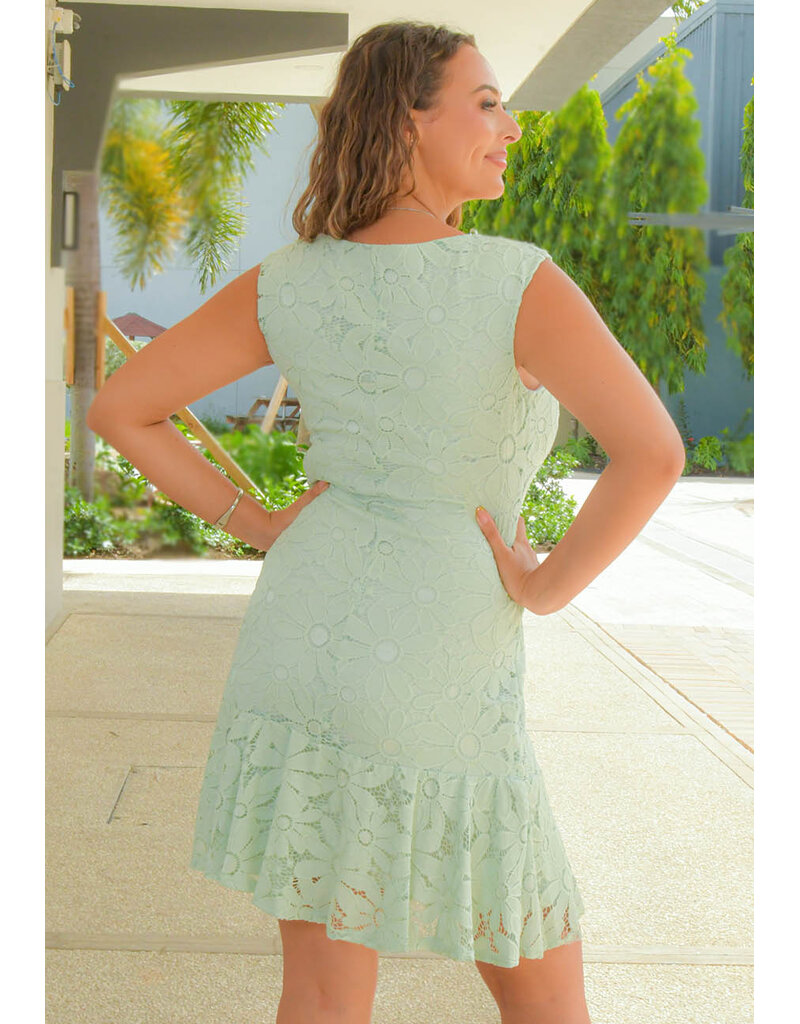 LEMAR- Solid Armhole Dress with Frill Hem