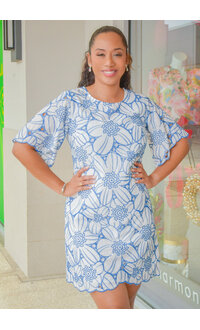 52SEVEN KYVER- Embroidery Dress with Round Neck