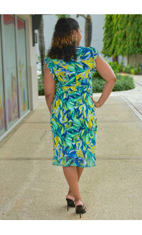 RETTI- Printed Dress with Chiffon Frill Arms