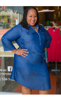 MLLE Gabrielle WHIPP- Plus Size 3/4 Sleeve with Zip & Abstract Pockets