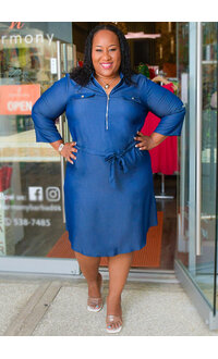 MLLE Gabrielle WHIPP- Plus Size 3/4 Sleeve with Zip & Abstract Pockets