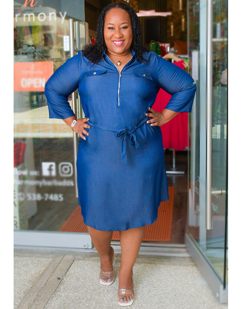 MLLE Gabrielle WHIPP- Plus Size 3/4 Sleeve with Zip & Abstract Pockets