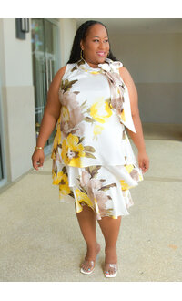 Signature SKYLAR- Plus Size Cowl Neck Dress with Tie