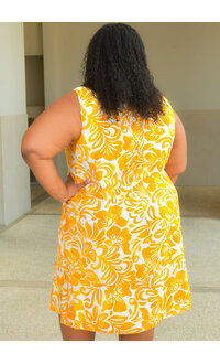 MLLE Gabrielle KLASIA- Plus Size Printed Armhole Dress with Collar