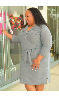 MLLE Gabrielle IZZIE- Plus Size Stripe Dress with Pockets