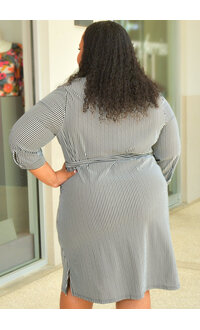 MLLE Gabrielle IZZIE- Plus Size Stripe Dress with Pockets