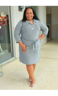 MLLE Gabrielle IZZIE- Plus Size Stripe Dress with Pockets