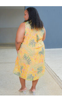 MLLE Gabrielle GUNIA- Plus Size Printed Armhole Dress with Collar