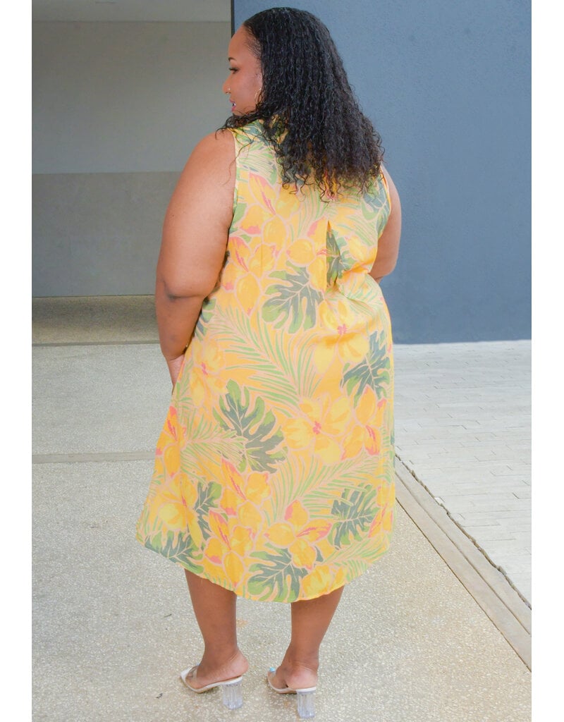 MLLE Gabrielle GUNIA- Plus Size Printed Armhole Dress with Collar