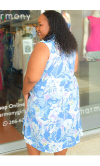 MLLE Gabrielle GUNIA- Plus Size Printed Armhole Dress with Collar