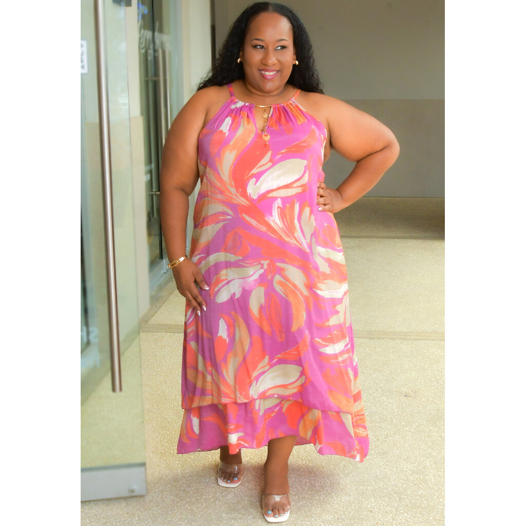 GIVA- Floral Hi-Neck with Keyhole & Hi-Lo