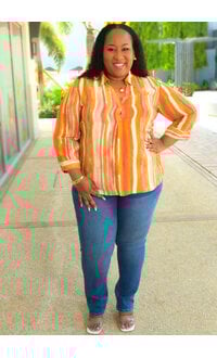 MLLE Gabrielle VIDIH-Plus Size Stripe V-Neck Collar