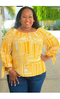 MLLE Gabrielle VICENTE- Plus Size Printed Top with 3/4 Sleeve