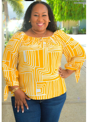 MLLE Gabrielle VICENTE- Plus Size Printed Top with 3/4 Sleeve