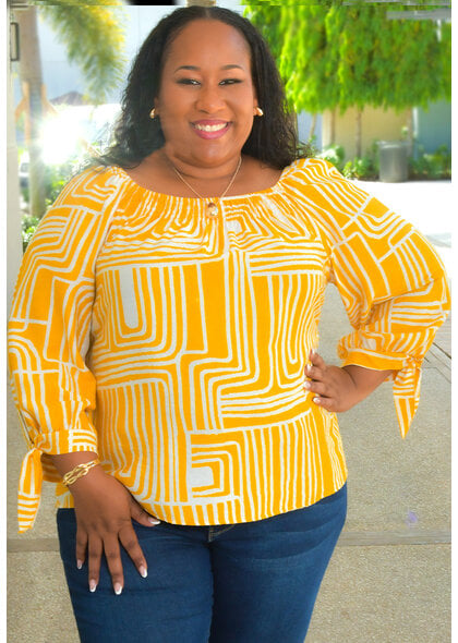 MLLE Gabrielle VICENTE- Plus Size Printed Top with 3/4 Sleeve