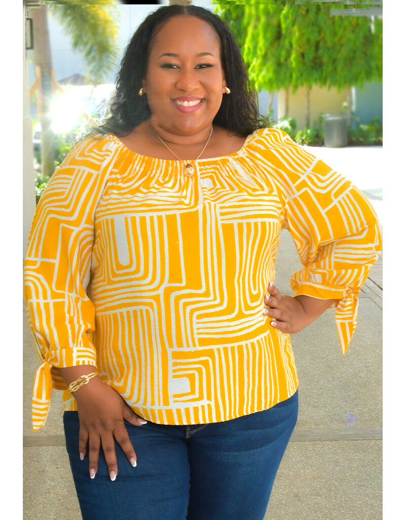MLLE Gabrielle VICENTE- Plus Size Printed Top with 3/4 Sleeve