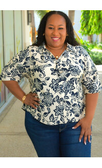 MLLE Gabrielle VERBEN- Plus Size Printed Button Down Top