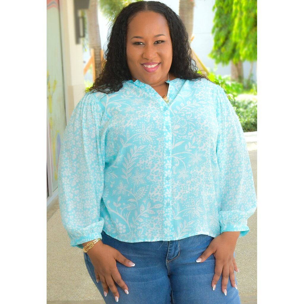 VELIKO- Plus Size Button Down Top with Sleeves