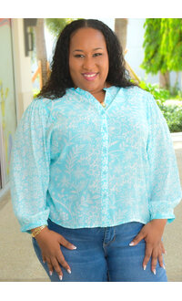 ZAC & RACHEL VELIKO- Plus Size Button Down Top with Sleeves
