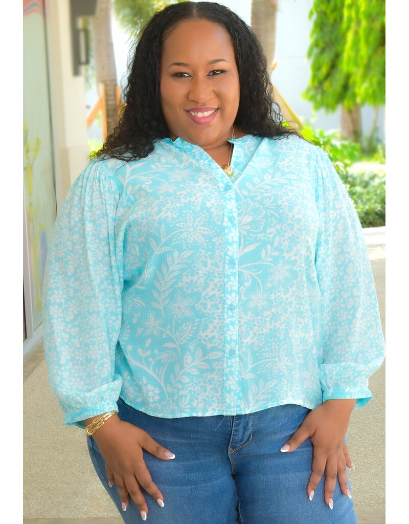 ZAC & RACHEL VELIKO- Plus Size Button Down Top with Sleeves