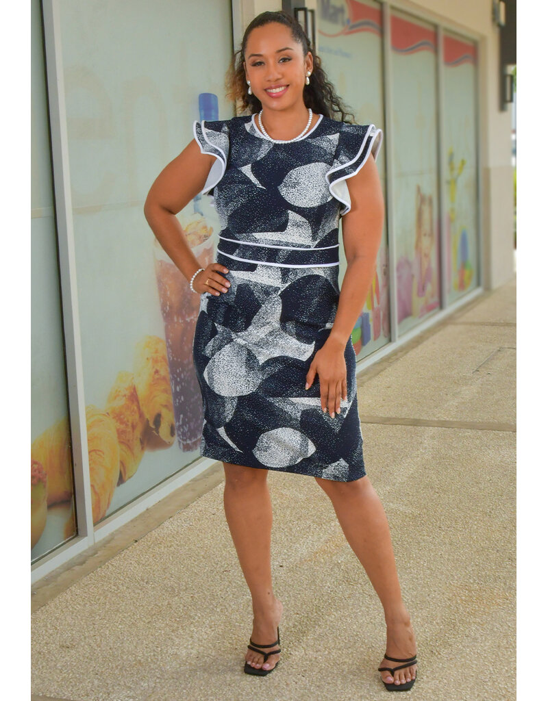 RYLE - Printed Dress with Double Frill Arms