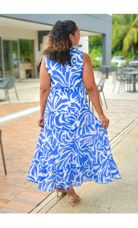 MSK KIRILL - Long Printed Dress with Elastic Waist