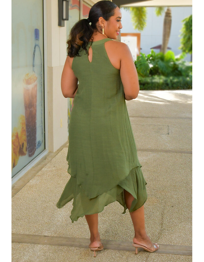 GINO- Armhole Dress with Keyhole & Points