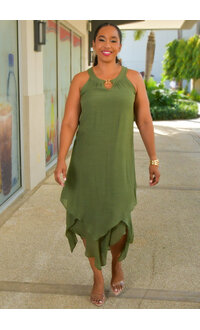 GINO- Armhole Dress with Keyhole & Points