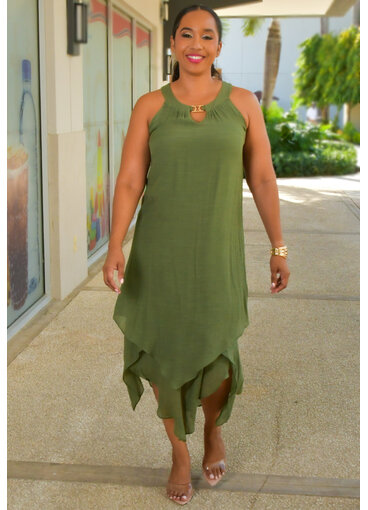 GINO- Armhole Dress with Keyhole & Points