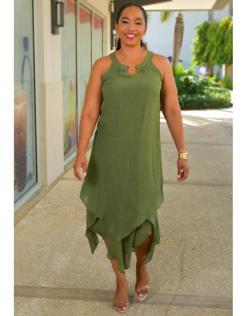 GINO- Armhole Dress with Keyhole & Points