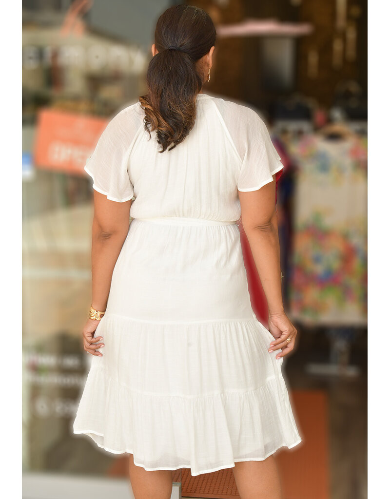 GRULZ- Split Neck Dress with Frill Sleeves