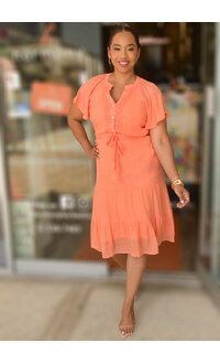 GRULZ- Split Neck Dress with Frill Sleeves