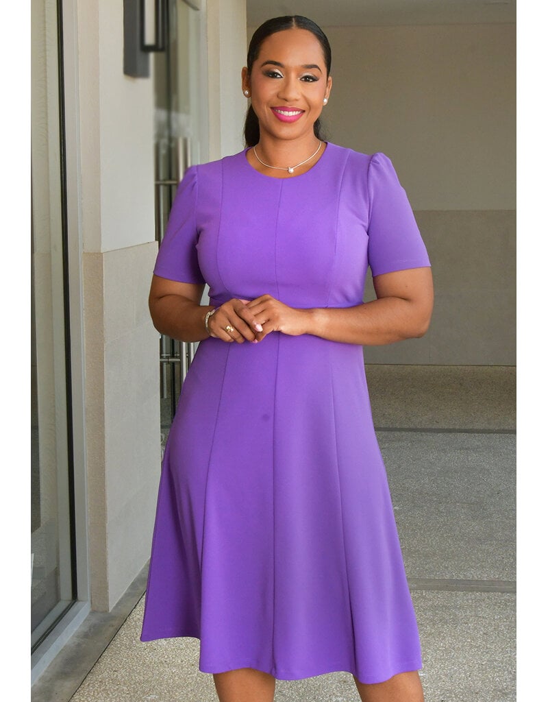 RACAL- Solid Short Sleeve Dress with Tabs at Waist