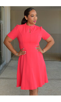 RASHAWN- Solid Dress with Short Sleeves & Zip
