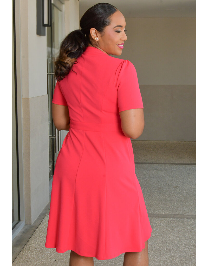 RASHAWN- Solid Dress with Short Sleeves & Zip