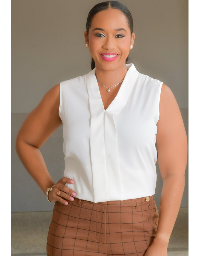 ADORE VUKKA- Solid Armhole Top with V-Neck