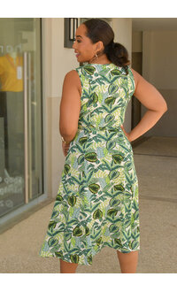 Nina Leonard YINGA- Leaf Print Dress with Band