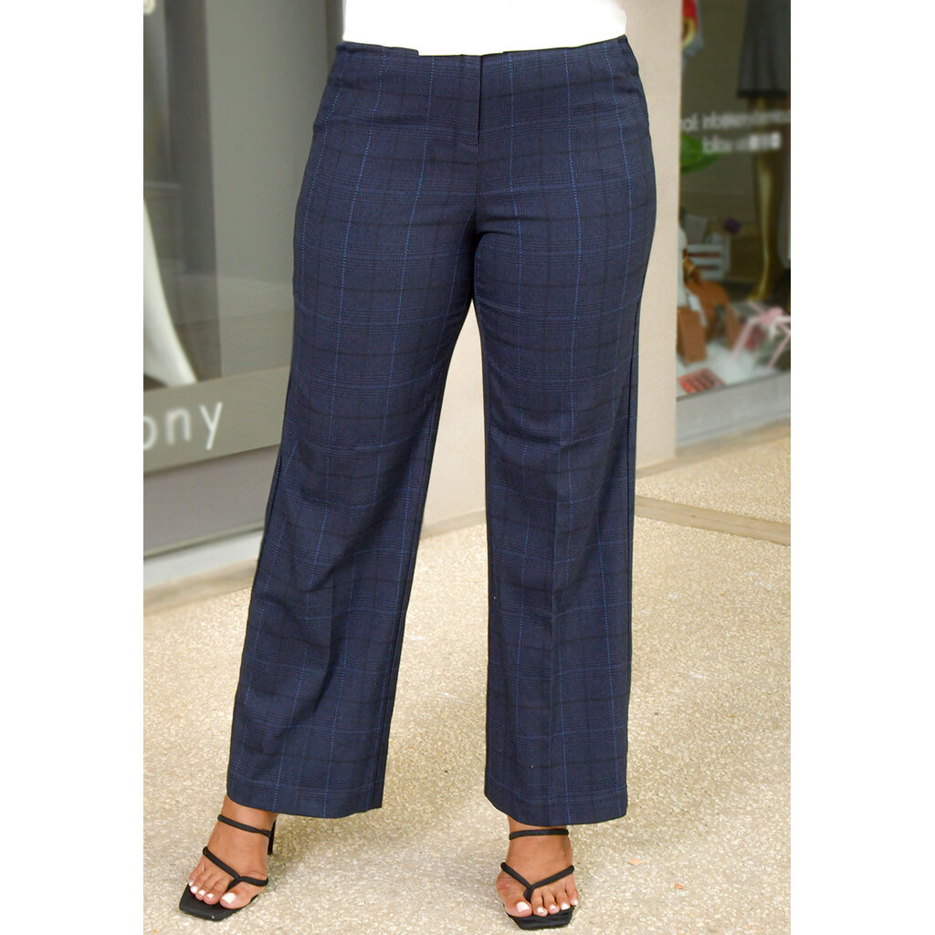 ZANN- Plaid Wide Leg Pants with Tabs