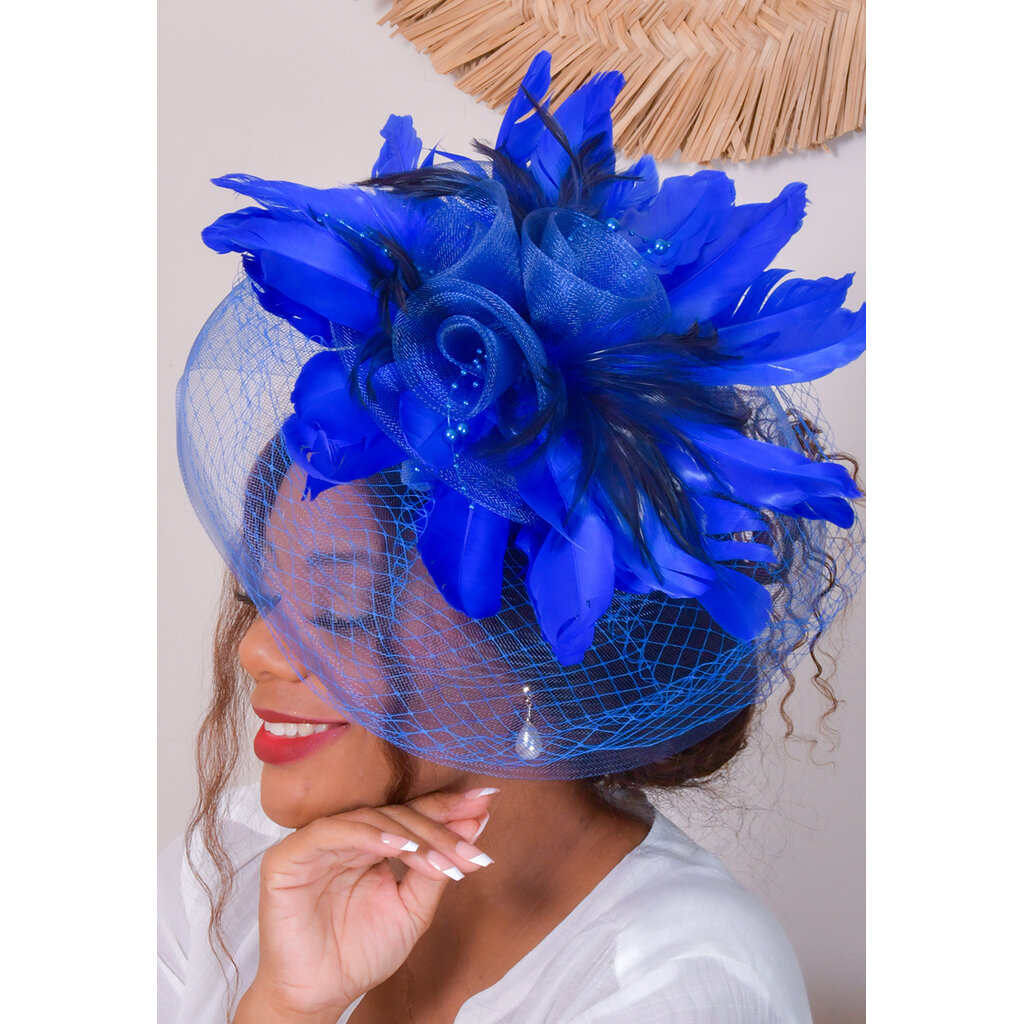 Elaborate Feather Fascinator with 3 Roses