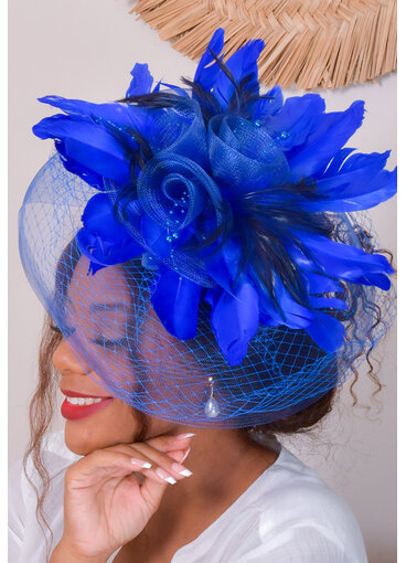Elaborate Feather Fascinator with 3 Roses