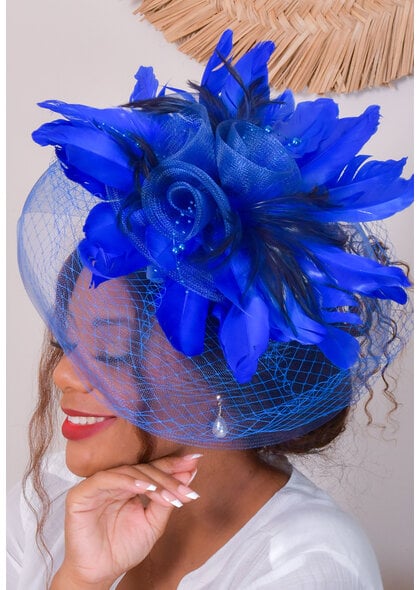 Elaborate Feather Fascinator with 3 Roses