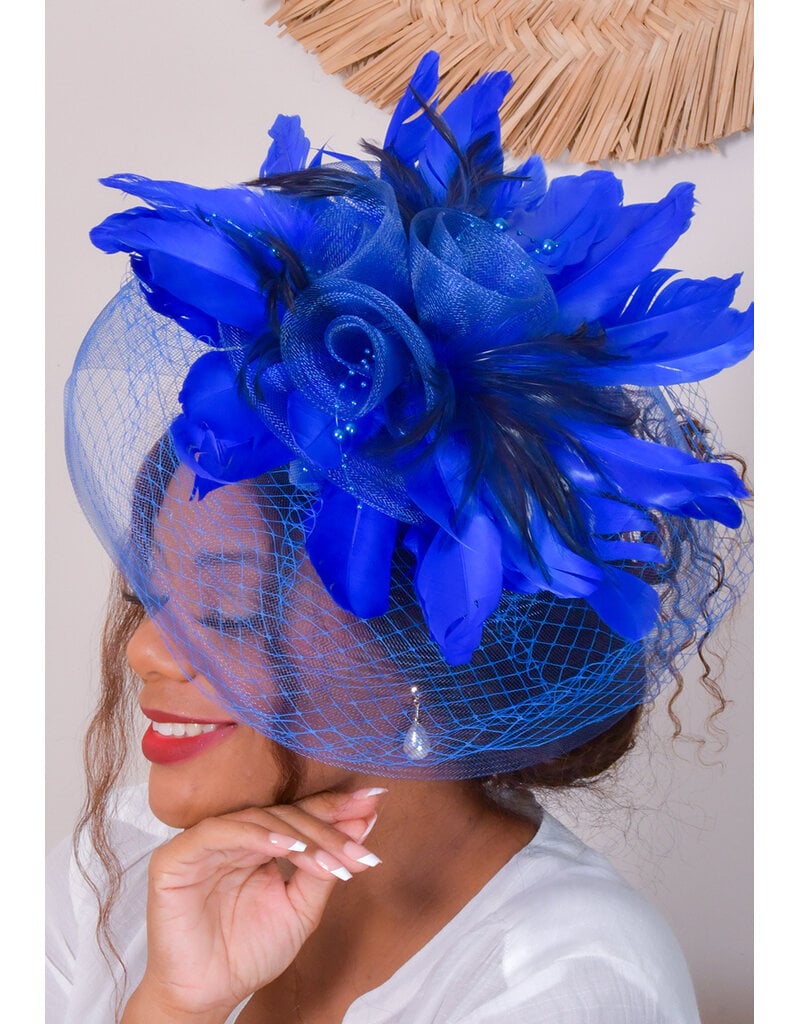 Elaborate Feather Fascinator with 3 Roses