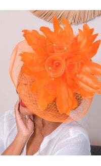 Elaborate Feather Fascinator with 3 Roses